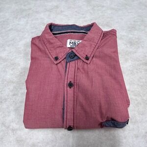 MBX Denim Shirt Short Sleeve‎ Button Down Casual Top Mens Size L